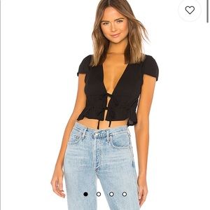 superdown Sara Tie Front Drawstring Top